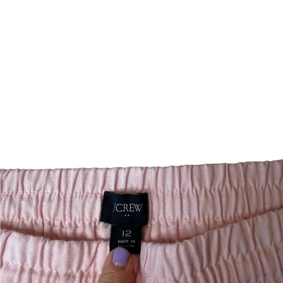 J. Crew Linen Blend Pull On Drawstring Cuffed Ankle Pants in Pale Pink Preppy - Picture 6 of 14